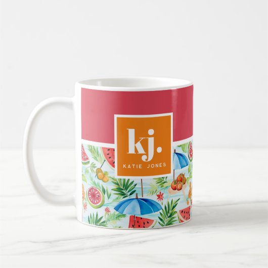 Fun Summer Stylish Monogram Kaffeetasse (Links)