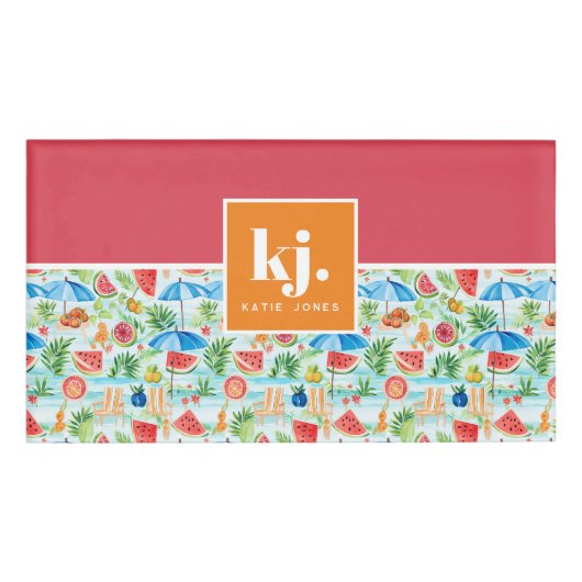 Fun Summer Stylish Monogram Namenschild (Vorderseite)