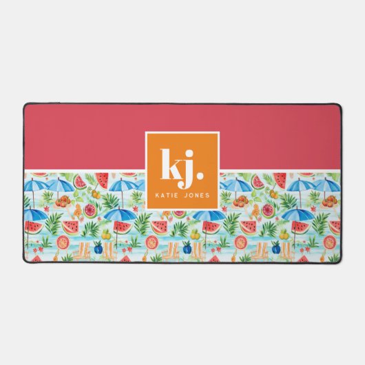 Fun Summer Stylish Monogram Schreibtischunterlage (Vorderseite)