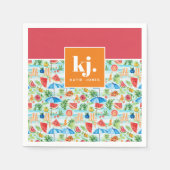 Fun Summer Stylish Monogram Serviette (Vorderseite)