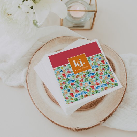 Fun Summer Stylish Monogram Serviette
