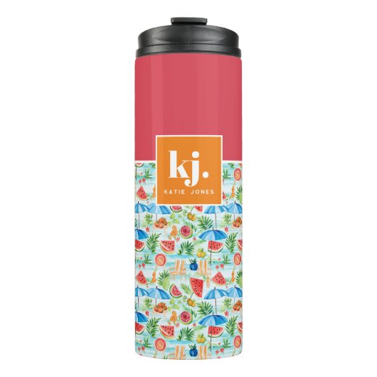 Fun Summer Stylish Monogram Thermosbecher (Vorderseite)