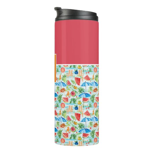 Fun Summer Stylish Monogram Thermosbecher (Nach rechts gedreht)