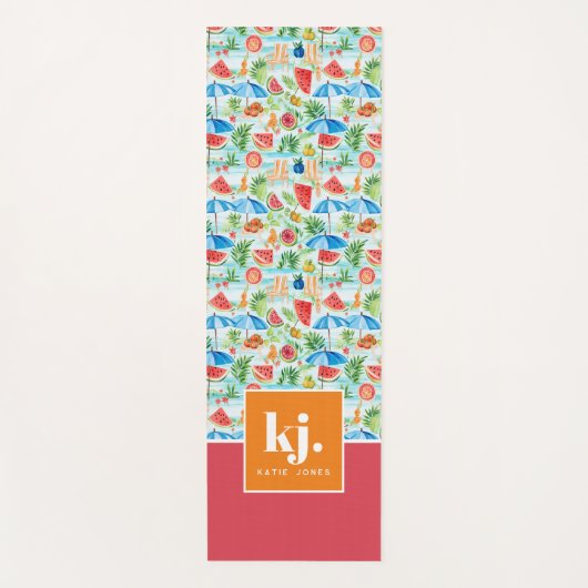 Fun Summer Stylish Monogram Yogamatte (Vorderseite)