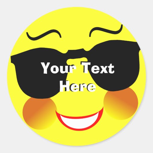 Fun Summer Sun Gesicht personalisiert Runder Aufkleber (Vorderseite)