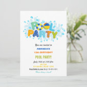 Fun Summer Swimming Pool Party Birthday Einladung (Stehend Vorderseite)