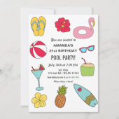 Fun Summer Swimming Pool Party Birthday Einladung (Vorderseite)