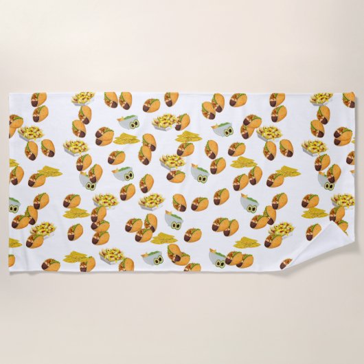 Fun Summer Taco Print Muster mexikanisches Essen Strandtuch (Vorderseite)
