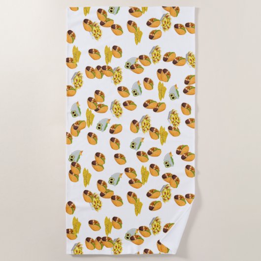 Fun Summer Taco Print Muster mexikanisches Essen Strandtuch (Vorderseite)