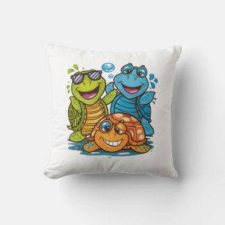 Fun Summer Turtles Squad Kids Beach Design Kissen