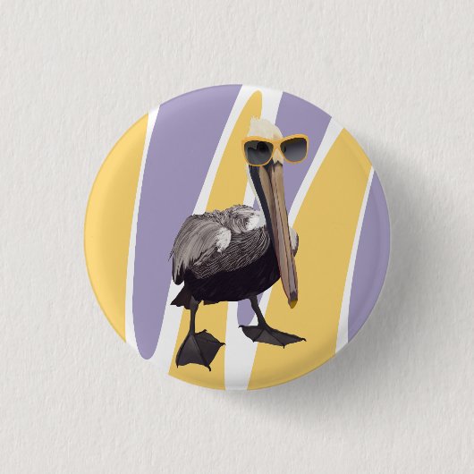 Fun Summer Vibes Pelican Bird Button (Vorderseite)