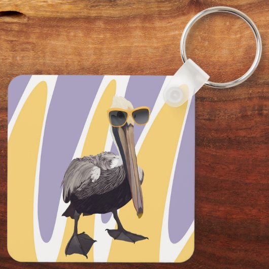 Fun Summer Vibes Pelican Bird Schlüsselanhänger (Rückseite)