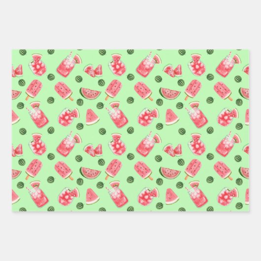Fun Summer Watermelon Drinks und Popsicles Geschenkpapier Set (Vorderseite 3)