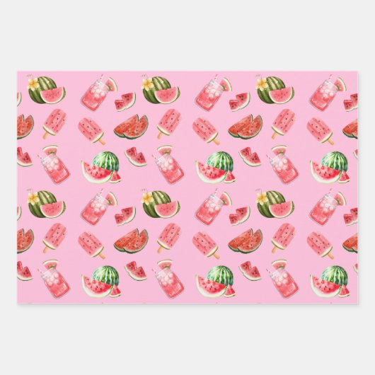 Fun Summer Watermelon Drinks und Popsicles Geschenkpapier Set (Vorderseite)