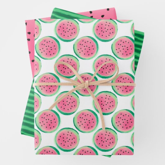 Fun Summer Watermelon Pink Green Fruit Geschenkpapier Set (Beispiel)