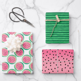 Fun Summer Watermelon Pink Green Fruit Geschenkpapier Set