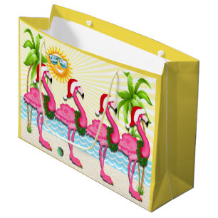 Fun Sun und Pink Flamingo #holidayZ Tasche Große Geschenktüte