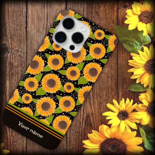 Fun Sunflower Yellow Black Pattern Individuelle Na Case-Mate iPhone Hülle