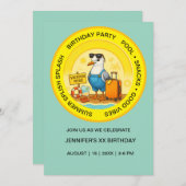 fun sunny destination seagull beach birthday einladung (Vorne/Hinten)