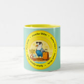 fun sunny destination seagull beach traveller name zweifarbige tasse (Mittel)