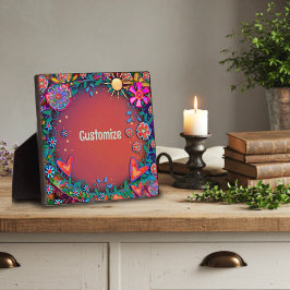 Fun Sunshine Bloral Heart Whimsical Personalisiert Fotoplatte