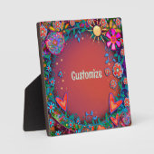 Fun Sunshine Bloral Heart Whimsical Personalisiert Fotoplatte (Vorderseite)