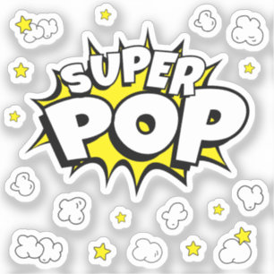 Fun SUPER POP! Mit Popcorn und Sternen   Aufkleber