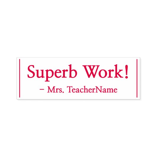 Fun "Superb Work!" + Tutor Name Rubber Stamp Permastempel (Design)