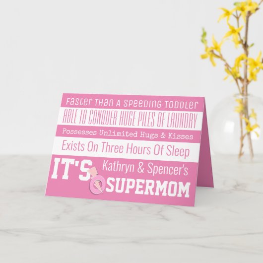 Fun SuperMom Personalized Karte (Gelbe Blume)