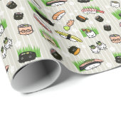 Fun Sushi Characters Pattern Geschenkpapier (Rolleneckpunkt)