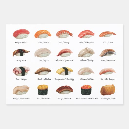 Fun Sushi Chart Trio Geschenkpapier Set (Vorderseite)