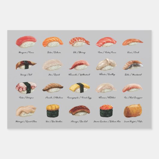 Fun Sushi Chart Trio Geschenkpapier Set (Vorderseite 3)
