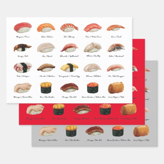 Fun Sushi Chart Trio Geschenkpapier Set (Set)
