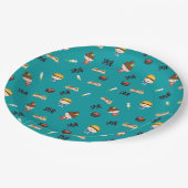 Fun Sushi Muster Pappteller (Schrägansicht)