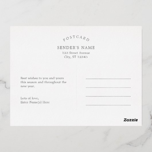 Fun Swash REAL FOIL Modern Holiday Card Postkarte (Rückseite)