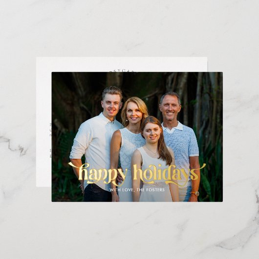 Fun Swash REAL FOIL Modern Holiday Card Postkarte (Vorderseite/Rückseite)