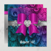 Fun Sweet 16 Party Einladung Pfauenschwalbe Rosa S (Vorne/Hinten)
