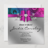 Fun Sweet 16 Party Einladung Pfauenschwalbe Rosa S (Rückseite)