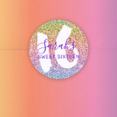 Fun Sweet 16 Regenbogen Glitzer Sparkling Geburtst Runder Aufkleber