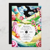 Fun Sweet Candyland Birthday Einladung (Vorne/Hinten)