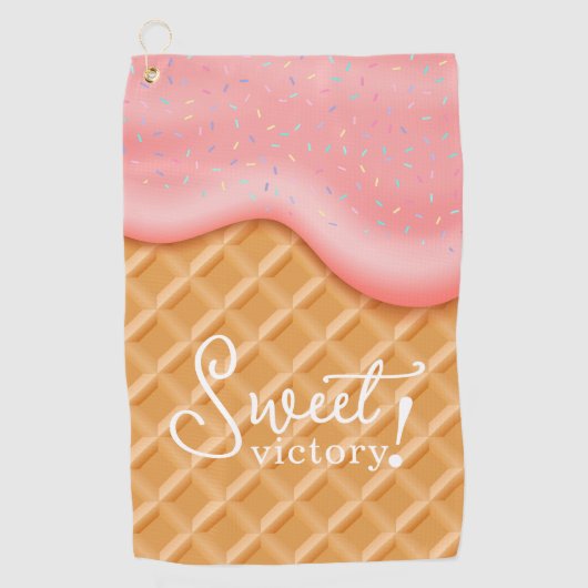 Fun Sweet Victory Ice Creme Cone Sprinkles Rosa Golfhandtuch (Vorderseite)