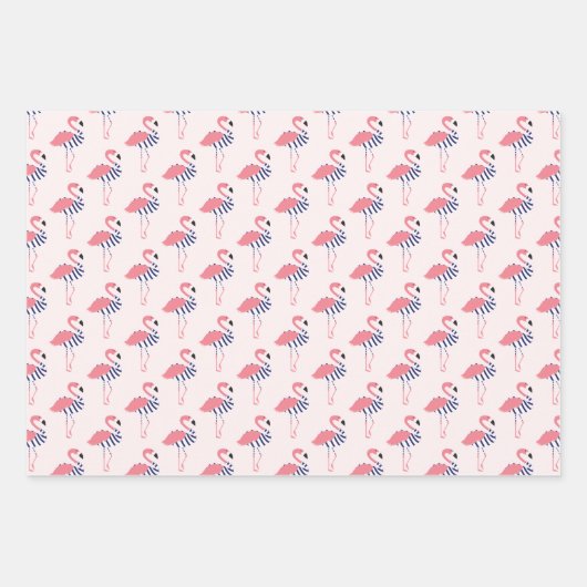Fun Swimsuit Animal Pink Flamingo Geschenkpapier Set (Vorderseite 3)