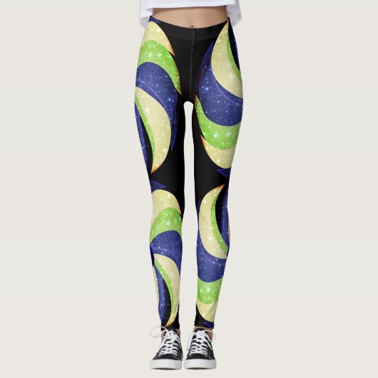 Fun Swirl Design Leggings - Blau (Vorderseite)