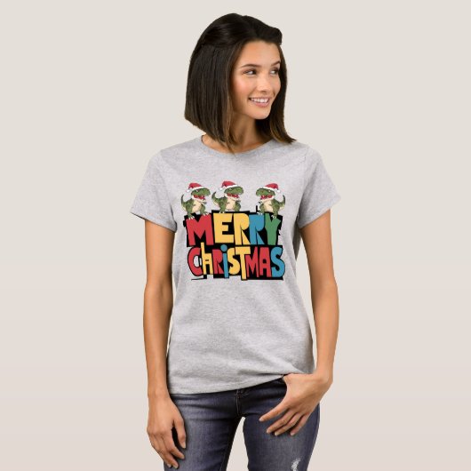 Fun T-rex Dinosaurier und kühne frohe Weihnachtste T-Shirt (Vorne ganz)