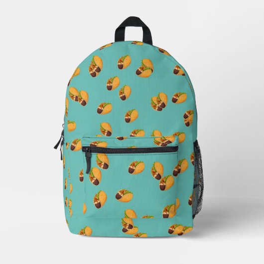 Fun Tacos mexikanisches Essmuster Bedruckter Rucksack (Vorderseite)