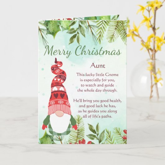 Fun Tante Weihnachten Lucky Gnome Blank Card Karte (Gelbe Blume)