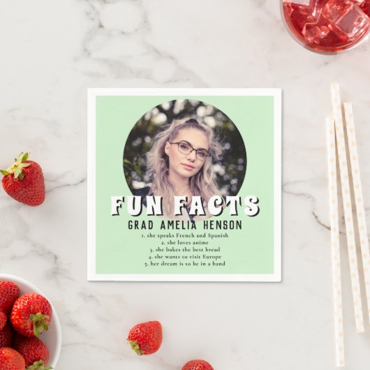 Fun Tatsache Mint Green Graduate Foto Abschluss Serviette (Beispiel)