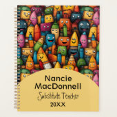 Fun Teacher Bildung Farbenfrohe Cartoon Pen Muster Planer (Vorderseite)
