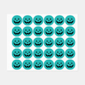 Fun teal Jack o lantern pumpkin face Halloween Etiketten (Blatt)