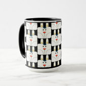 Fun Team Sonniges Gesicht in Schwarz-Weiß-Tasse Tasse (Vorderseite Links)